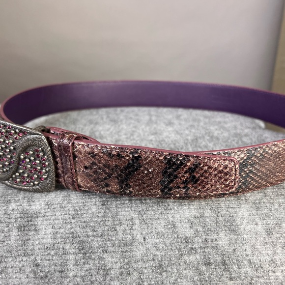 Purple and Pink Snake Print Belt with Silver Buckle - Picture 3 of 6